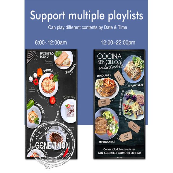 49 Inch Restaurant Digital Menu Board LCD Display With Ceiling Mount or Hanging