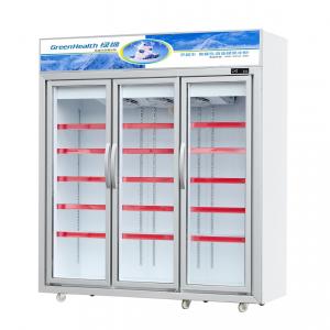 China Auto Defrost Commercial Double Door Upright Display Freezer For Meat factory