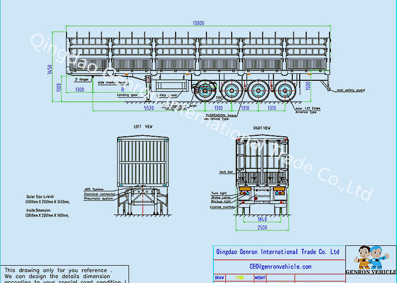 60 Tons Sideboard Semi Trailer