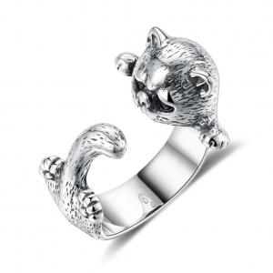China Adjustable 3D Alloy  Animal Rings  925 Silver Sterling Pet Lover Gift Jewelry on sale