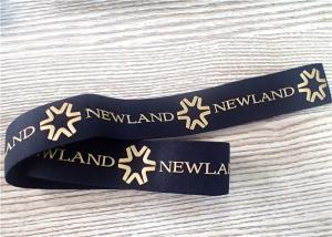 China 30MM Black Jacquard Elastic Band Silk - Screen Printed With Glossy Golden Silicone Logo factory