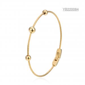China OEM Simple Small Bead Bracelet K Gold Stainless Steel Rope Chain Bracelet factory
