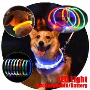 China Custom Nylon Waterproof Dog Training Collar Reflective LED Luminous Charging Pet Dog Collar factory