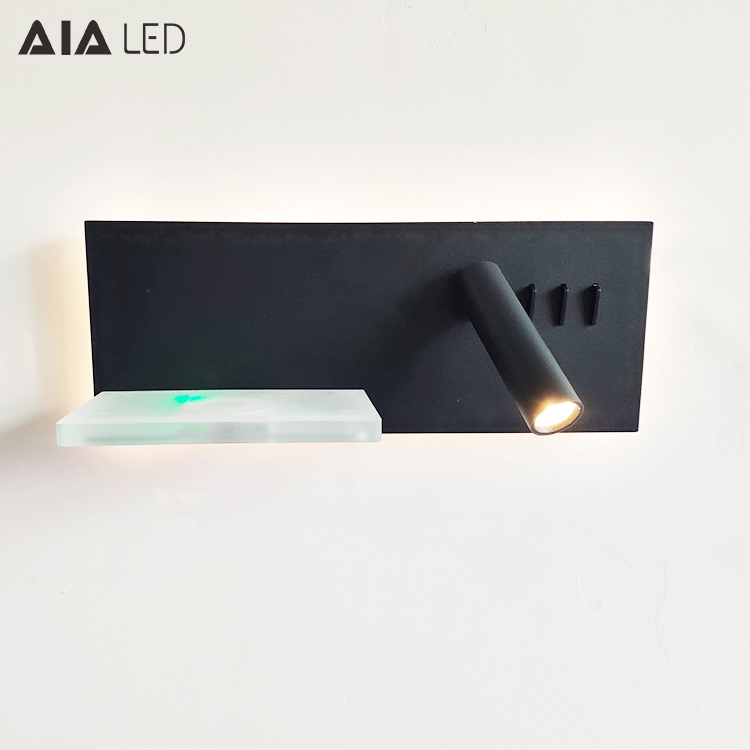 Wireless charging usb LED bedside reading light/inside led wall light headboard wall light for hotel