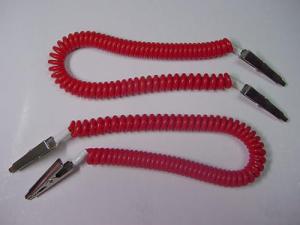 China Dental patient napkin bib wowel holders metal clips&flexible coil lanyard tether red color on sale