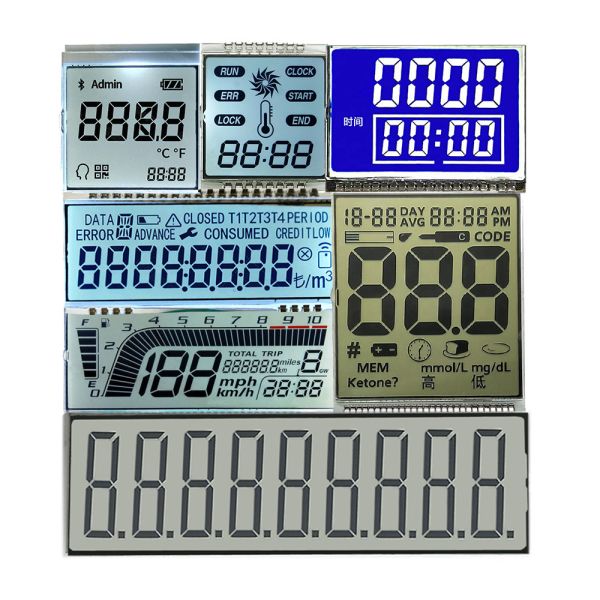 7 Segmental Digital Solar Inverter LCD Display Screen Black VA -20-70C with and Driver IC CS1621