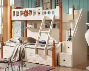China Mediterranean Style Kids Furniture Wooden Storage Children Bunk Bed factory