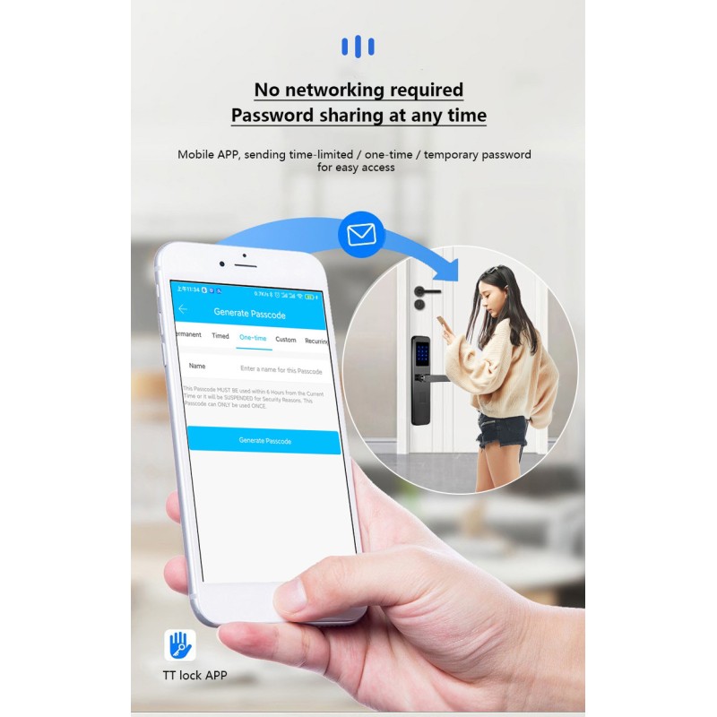 Hotel Passcode Smart Door Lock with Rfid Card Reader Key Access control