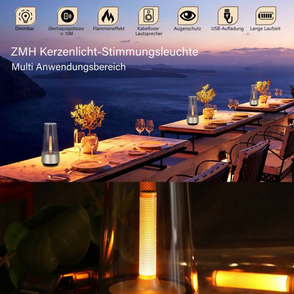 Music Playing Bluetooth Speaker Lamp BT4.2 Flame Atmosphere Speaker