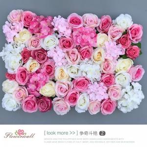 China Real Touch Artificial Flower Panel Silk Rose Wall For Wedding Stage Decoration factory