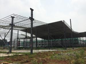 China Hot Dip Galvanized Long Span Steel Structure Workshop With Efficient Production Flow And Layout on sale