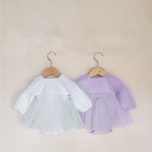 China Bright New Born Rompers Baby Puff Sleeve Gauze Cotton Dress Overalls on sale