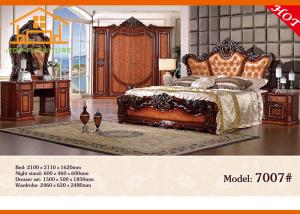 China Royal luxury white bed for hotels Korean Style Designs pine wood rococo Classic antique veneer bed bedroom furniture factory