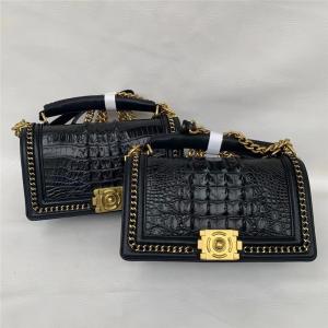 China Authentic Crocodile Skin Women Gold Chain Purse Genuine Alligator Leather Lady Small Handbag Female Cross Shoulder Bag factory