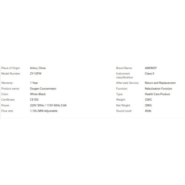 Natural Medical Oxygen Concentrator Machines For Home 10L 220v