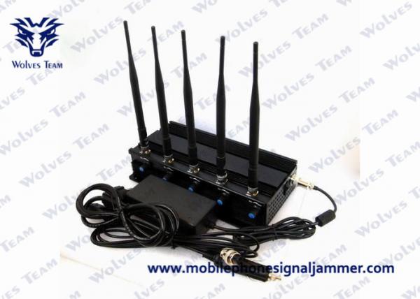 China Cell Phone GPS Jammer 5 High Power Antenna Outstanding Heat Dissipation factory
