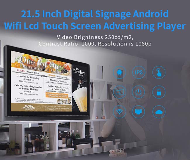 Rk3288 Large Touch Screen Tablet , Wall Mount Android Tablet 21.5 Inch