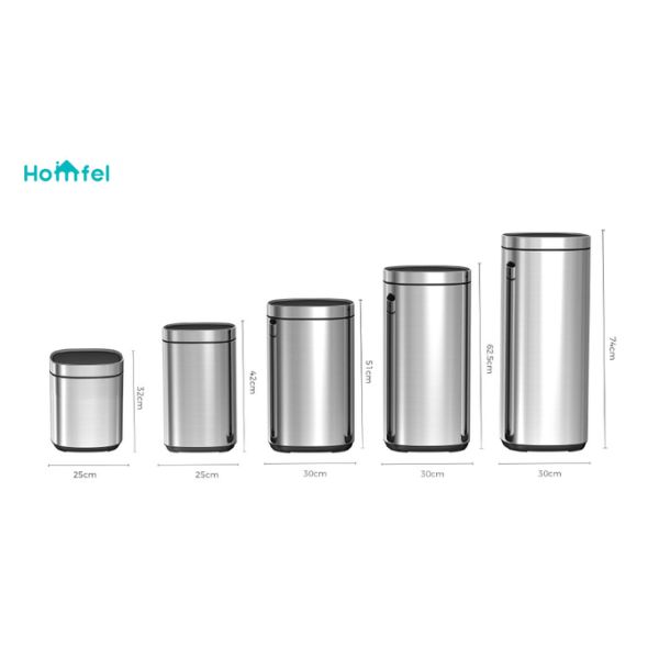 30L/40L/50L Capacity Powder Coating Office Trash Can with Touch Button Sustainable Button Open Bin