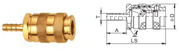 1.0MPa Semi Automatic Brass Quick Coupling Compatible With Rectus 25KA