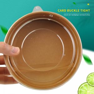 China Brown 750ml Kraft Paper Bowl Biodegradable Kraft Salad Bowl With Lid factory