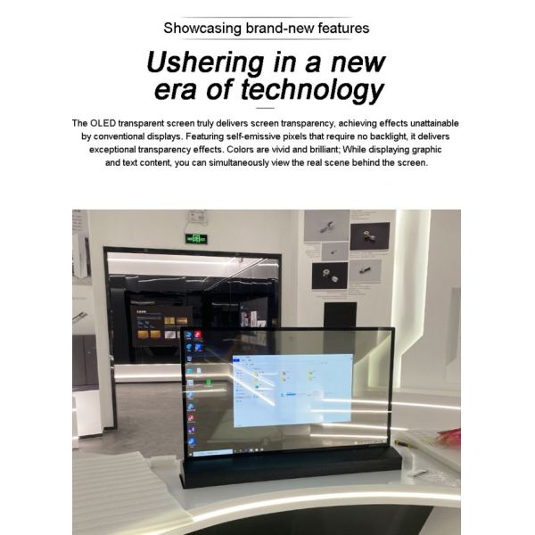 4K Ultra HD Resolution Transparent OLED Screen Digital Signage and Display with Pen/Finger Touch Writing Method 30 Inch