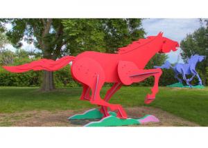China Modern Life Size Painted Metal Sculpture Running Horse Sculpture For Outdoor factory