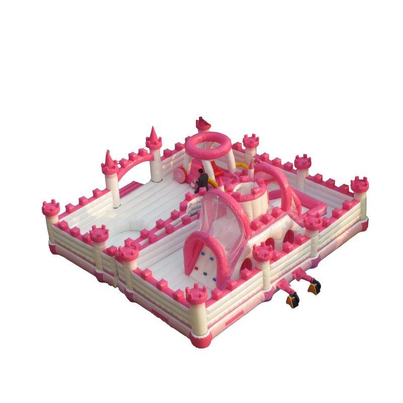 Customize Inflatable Bouncy House pink Inflatable Fun City Inflatable Bounce Castle with Slide for Kids for Sale