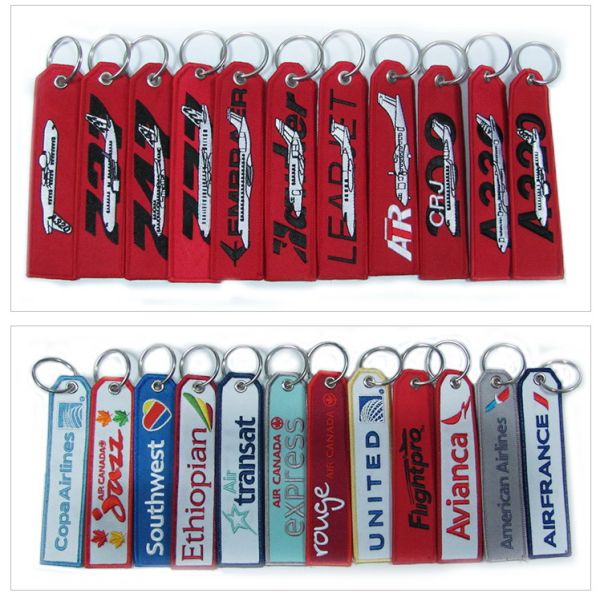 Custom Embroidery Key Chains Printed Remove Before Flight Keychain